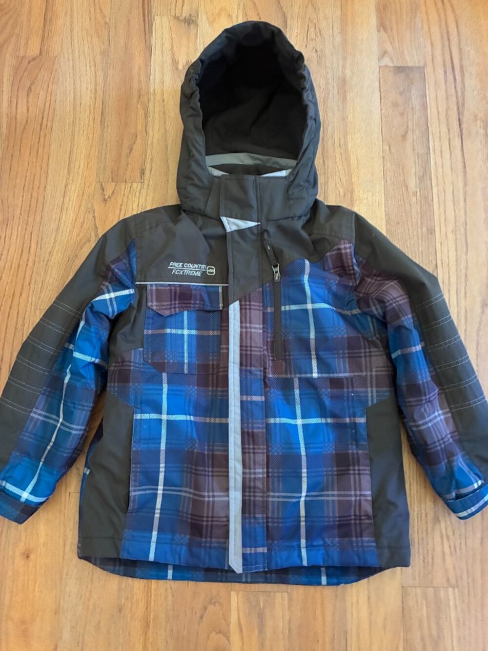 Free Country FCXtreme Boys Blue Plaid Winter Jacket M 7/8